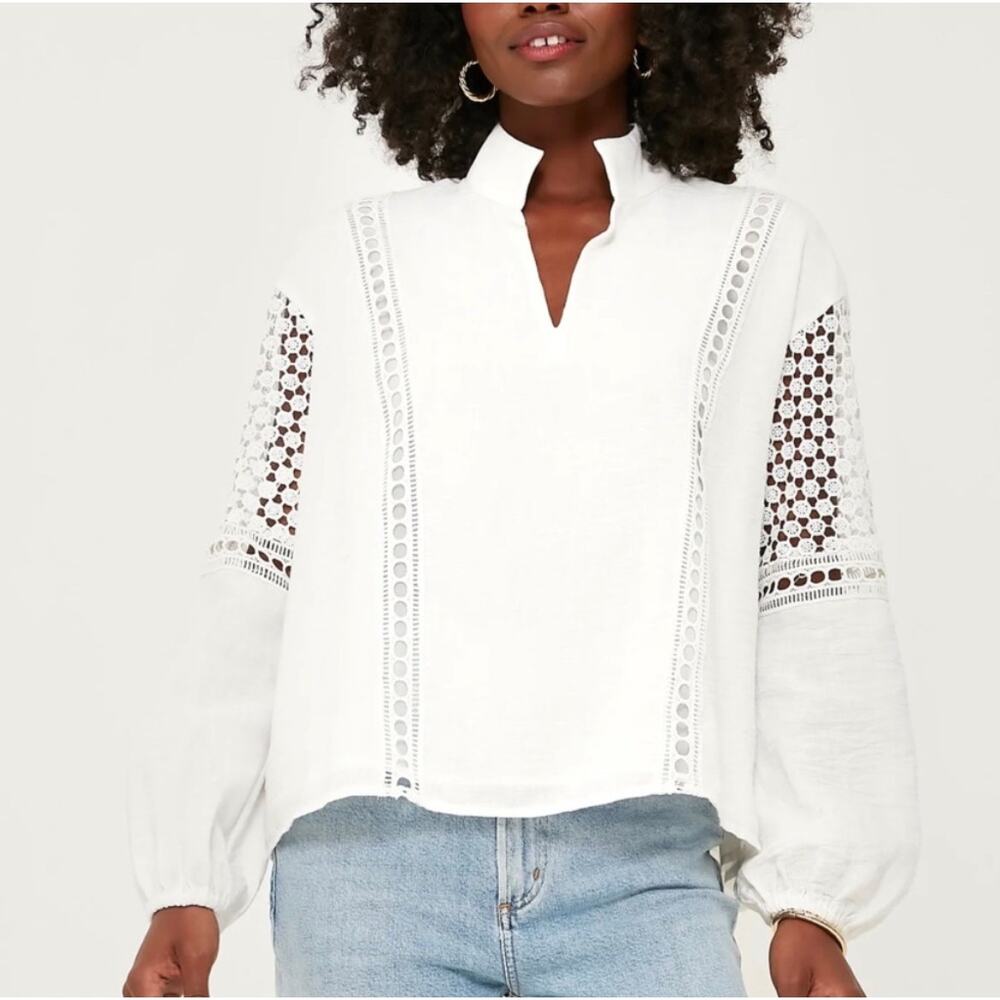 NWT Tuckernuck White Eyelet Jane Blouse Boho Coastal Flowy Top Plus Size 3XL